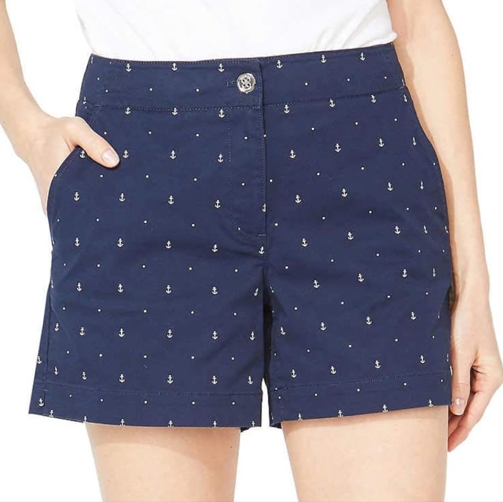 Nautica Nautical Anchor Print Tailored Stretch Cotton Patterned Short